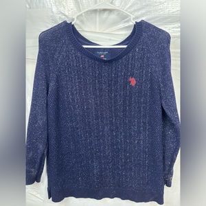 U.S. Polo Assn Navy Blue Sparkly Crewneck. NWOT Never Worn.